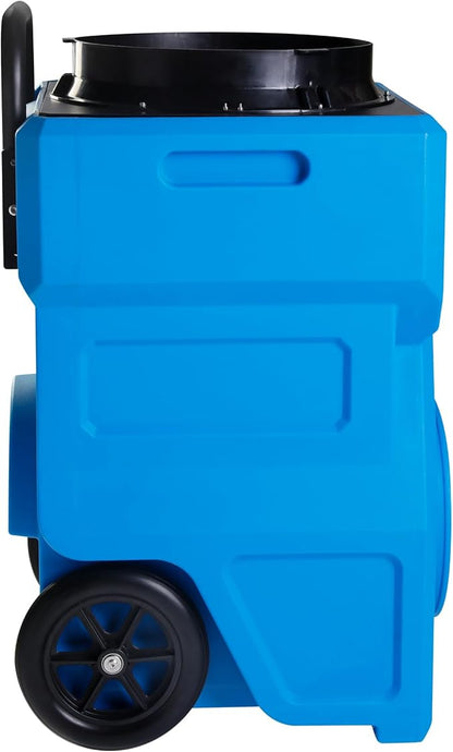 MOUNTO 1000cfm Portable Industrial Air Purifier Negative Air Scrubber - Powerful 1HP Motor, True HEPA Filter, 2-Speed, Handle and wheels 3-Year Warranty (Blue w/Inlet Adaptor)