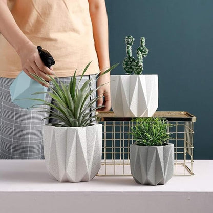 Outdoor Succulent Plantpot Cactus Plant Container Cement Flowerpot Container Modern Simple Planter Flower Vase Meat Plant Cement Container Concrete Flower Plant (Gray1 13cm*11.5cm) (Gray2 11cm*9.5cm)