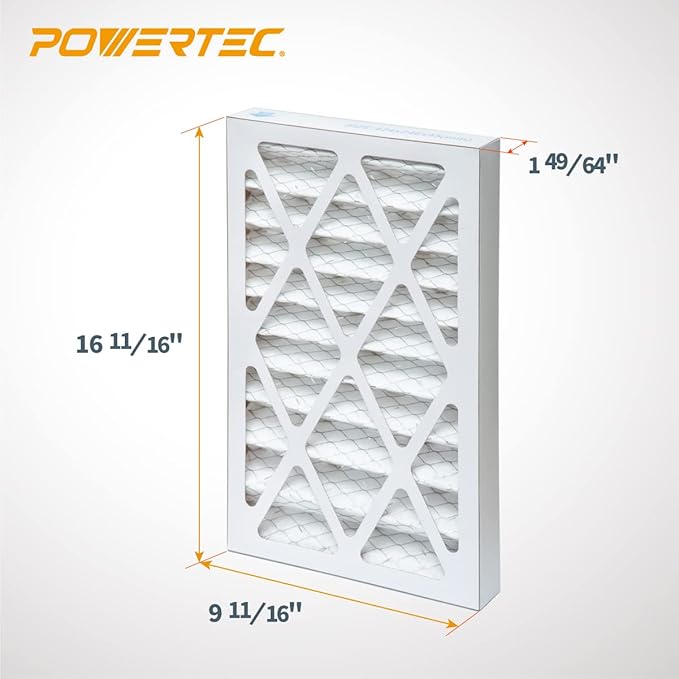 POWERTEC 5 Micron Outer Air Filter for WEN 3410, POWERTEC AF4000/AF4001, Shop Fox W1830 Air Filtration System, Woodworking Air Filters for Workshop & Garage, 1PK (75007)