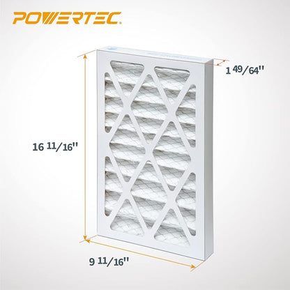 POWERTEC 5 Micron Outer Air Filter for WEN 3410, POWERTEC AF4000/AF4001, Shop Fox W1830 Air Filtration System, Replacement for WEN 90243-027-2 Woodworking Air Filters for Workshop & Garage, 2PK