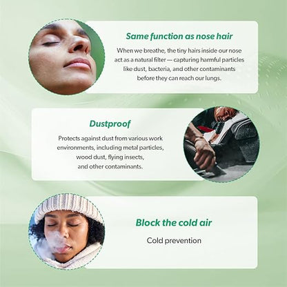 3-Ply Nose Filter Reusable Breathable Nasal Plugs Air Filteration for Dust, Pollution, Block Cold Air - Pack of 3 (Small)