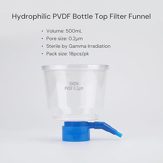 Pack of 18 Diposable Bottle Top Filter 500mL 0.2μm PVDF Hydrophilic Membrane