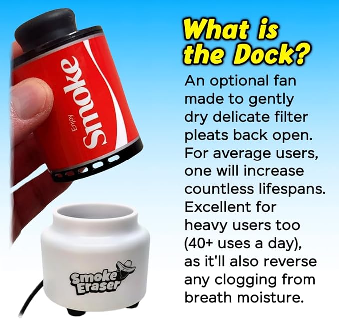 SmokeEraser + Dock | Combo Outlasts All as Dock Reverses Clogs & Increases Lifespans | Whether For You or a Buddy, All Nearby Benefit Too