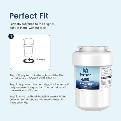 MARRIOTTO Smart Water Filters for Refrigerators NSF 42 Certified Cartridges Compatible with MWF, MWFA, MWFP, GWF, GWFA, 46-9991, HDX FMG-1, WFC1201, 1 Pack
