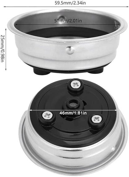 2-Pack Pressurized Coffee Filter Basket 51mm Portafilter Basket for Espresso Machine Single and Double Serving(Detachable basket set)