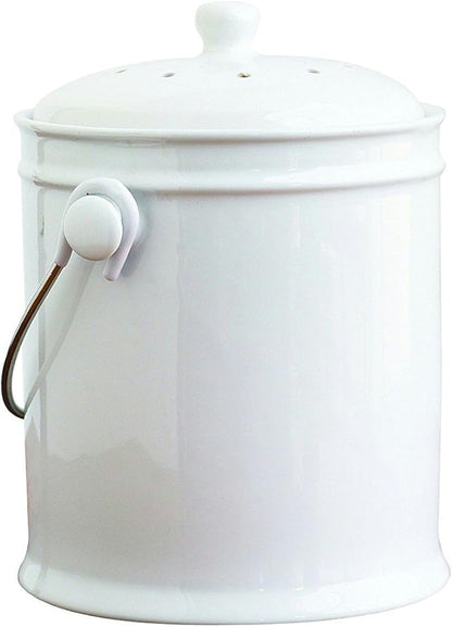 Natural Home 1-Gallon Ceramic Compost Bin with Filter