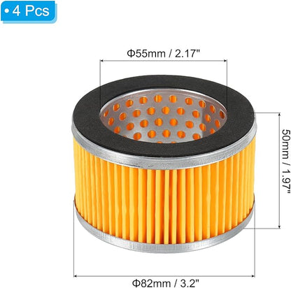 PATIKIL 3.2 x 2 Inch Air Compressor Intake Paper Filter 4 Pack Piston Type Air Filter Elements Replacement for Blowers Generators Filter Particles to Reduce Noise, Yellow