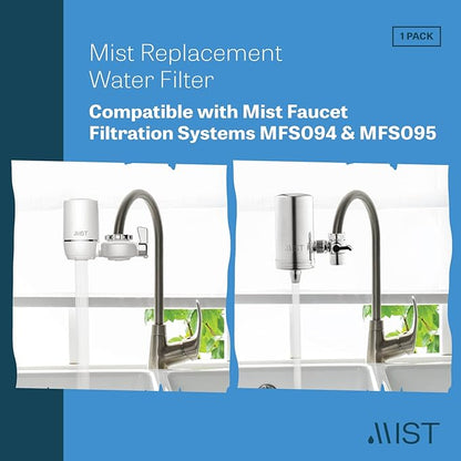 Mist- Water Filter for Sink Replacement Filter, RFMFS395 Replacement Filter for Faucet Mounted Filtration Systems, Replaces Mist MFS094, MFS095 & all Similar Designs, Tap Water Filter (3 Pack)…