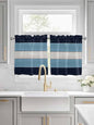 Vintage Country Woodcuts Window Valance Curtains, Blue Gradient Striped Light Filtering Kitchen Valance with 3-inch Rod Pocket for Living Room Bathroom Bedroom,2 Panel,27.5x24In