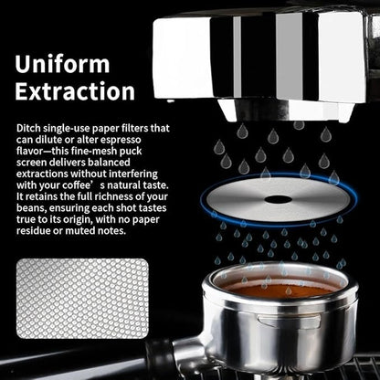 watchget 58.35mm Espresso Puck Screen - 0.2mm Ultra Thin Espresso Filter with Round Hole - Lower Shower Screen - Metal Reusable Coffee Filter for Portafilter Basket 58mm - Puck Screen