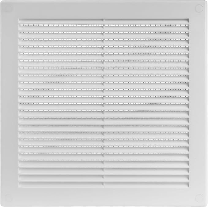 Vent Systems 8" x 8" Inch (Opening Dimensions) - Pack of 50 - Plastic White Soffit Vent Cover - Flat Square Air Vent Grille - Air Vent Deflector - HVAC 10" x 10" Inch (Overall Dimensions)