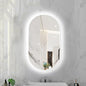 Oval LED Illuminated Bathroom Mirror, Wall-mounted Vanity Makeup Mirror with Demister Pad, 3 Dimmable Color Temperatures & Touch Control, Metal Frame Anti-Fog Lighted Wall Mirror ( Color : White Frame