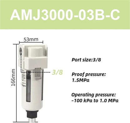 Vacuum Water Droplet Separator Pipeline Filter AMJ AMJ3000-03B AMJ4000-04B-C 1Pcs(AMJ3000-03B-C)