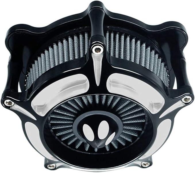 Motorcycle Air Filter Turbine Intake Cleaner Kit Cnc Cut Chrome for Harley Dyna 2000-2017 Softail 2000-2015 Touring 2000-2007 Fitment - B (Gray)