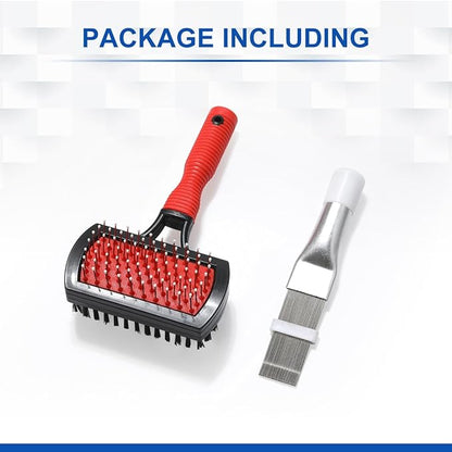 LANMU Air Conditioner Evaporator Coil Cleaning Brush AC Condenser Coil Fin Comb Straightener HVAC Cleaner Brush (1 Fin Comb + 1 Dual-Sided Evaporator Coil Cleaner Brush)