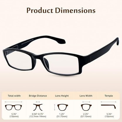 TruVision Readers Reading Glasses, Comfort Spring Hinges for Men and Women, 9501HP