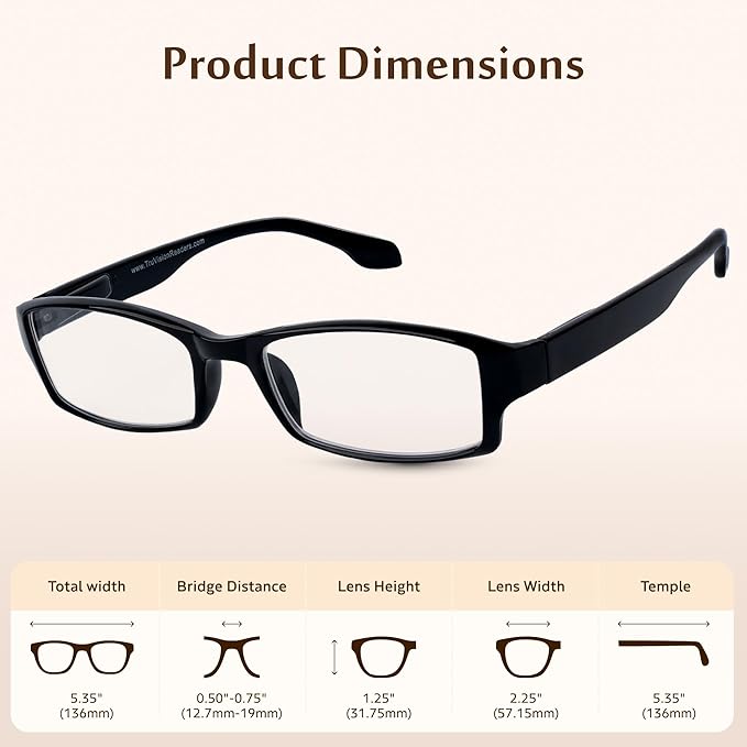 TruVision Readers Reading Glasses, Comfort Spring Hinges for Men and Women, 9501HP