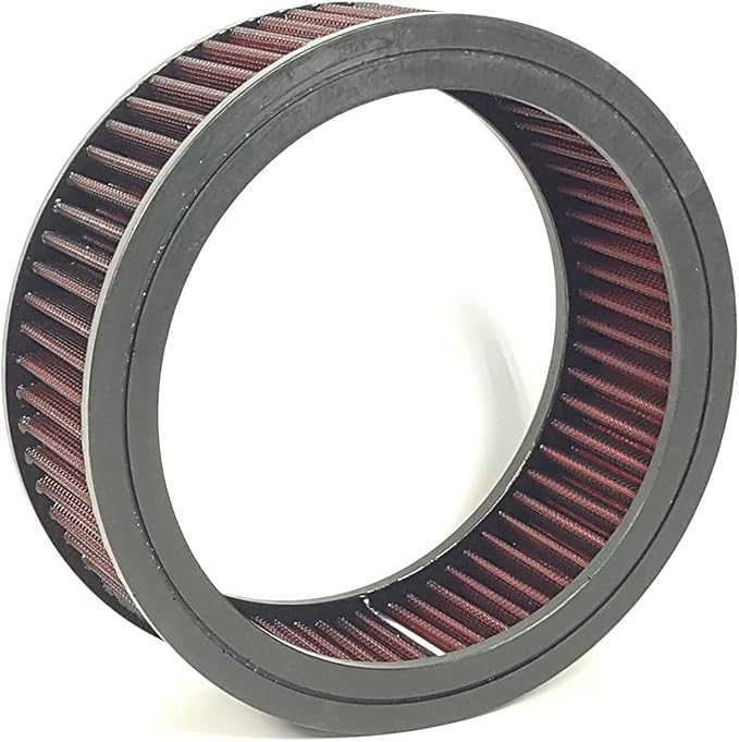 Round Washable Air Filter Cleaner Red Element Replacement Filter Flow Kit (9" X 2")