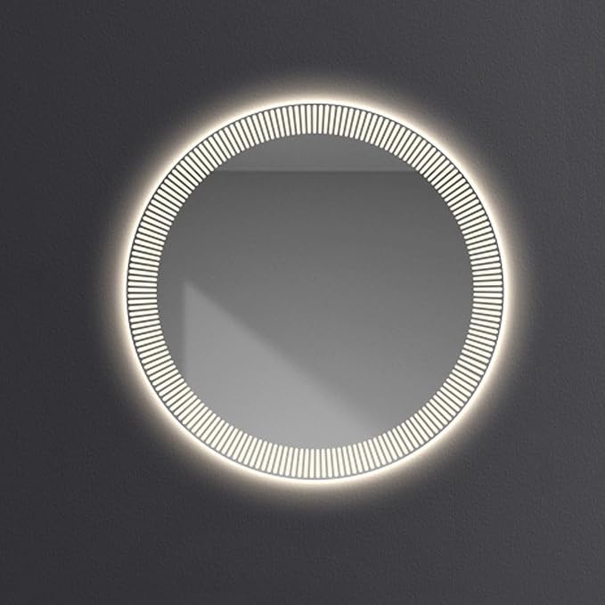 Bathroom Mirror with LED Lights, Wall Mirror with Touch Sensor, Round Mirror with Demister Pad, 3 Light Modes, for Living Room and Bathroom(A,80cm/31.5in)