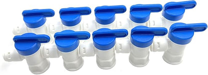 10pcs 1/4 inch FNPT to 1/4" Tank Ball Valve for Reverse Osmosis RO Water Storage Tanks Water Filter,Push to Connect Plastic Quick Connect RO Fittings