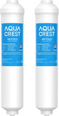 AQUA CREST FF35 Inline Water Filter Replacement, 1/4" Quick-Connect Replacement for Refrigerator, Post-Carbon Filter for Reverse Osmosis Systems, NSF/ANSI 42 Certified, 6-12 Months(NO Fittings)