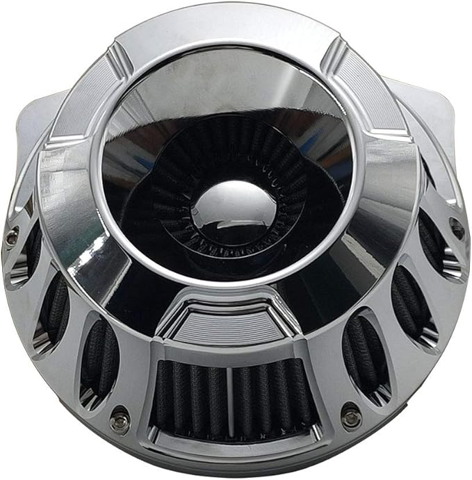 Air Cleaner Harley Filter Motorcycle Intake CNC Cut Kit Chrome for Models Dyna 2000 - 2017 Softail 2000 - 2015 Touring 2000 - 2007 (Chrome, Fitment - B)