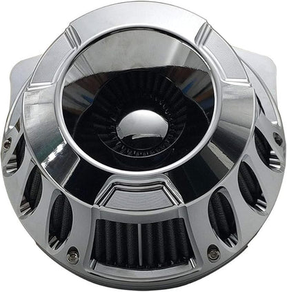 Air Cleaner Harley Filter Motorcycle Intake CNC Cut Kit Chrome for Models Dyna 2000 - 2017 Softail 2000 - 2015 Touring 2000 - 2007 (Chrome, Fitment - B)