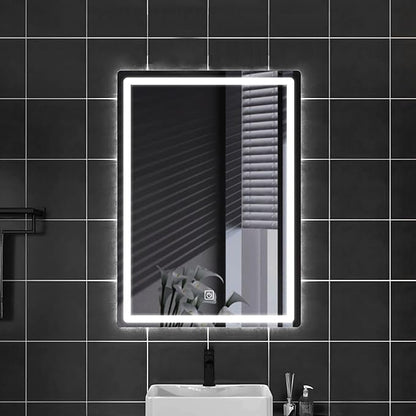 500 X800 mm Illuminated Backlit LED Bathroom Mirror, Wall Mounted Multifunction Bathroom Vanity Mirror with Lights and Demister Pad, Energy-Saving Illuminated Smart Mirror