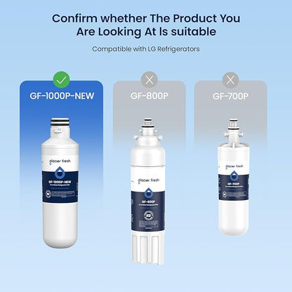 GLACIER FRESH Water Filter LT1000PC Replacement for Refrigerator, Compatible with LT1000PC/PCS, LT1000PC, LT-1000PC, MDJ64844601, ADQ747935 ADQ74793504 Water Filter (2 Pack)