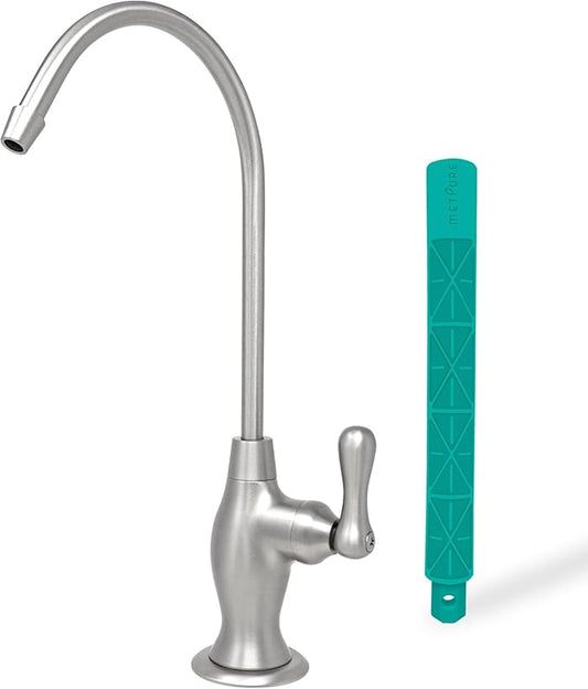 Metpure Non-airgap NSF Certified RO Faucet Reverse Osmosis Drinking Water Filtration System Water Dispenser Spout (Stainless Steel). Vase Style with Faucet Wrench.