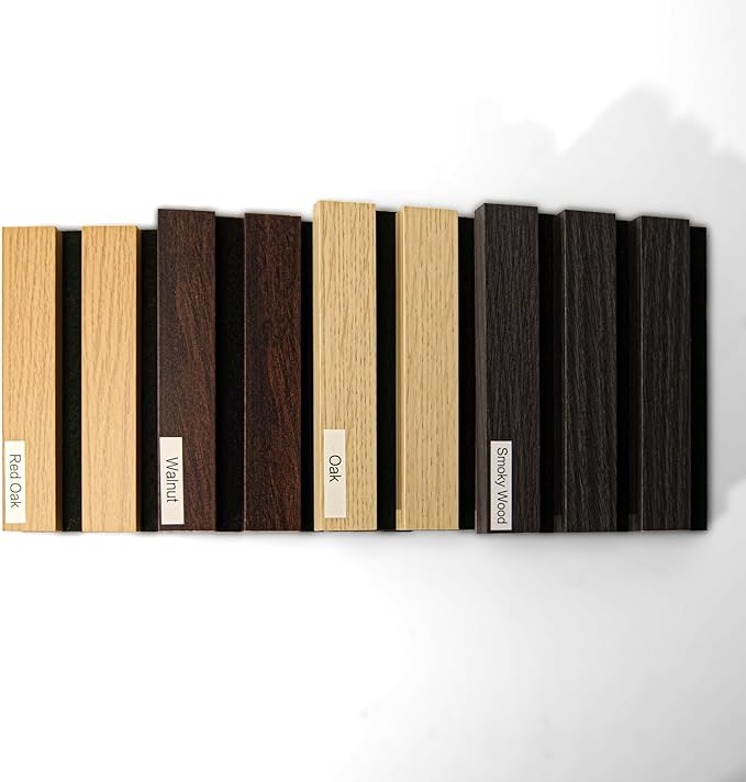 Wood Slat Wall Panel, 4 Pack Wood Panels for Wall, 3D Soundproof Wall Panels, Large Acoustic Panels for Interior Ceiling and Wall Decor Noise Reduction, Sample