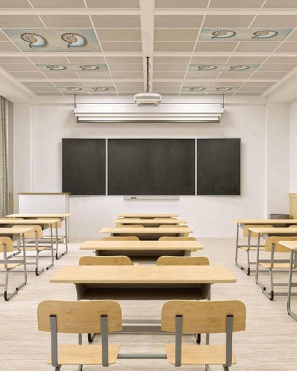 Fluorescent Light Covers for Ceiling Lights Shell Conch Magnetic Light Filters 1 Pack 4x2 ft Vintage Ocean Marine Life Ceiling Lights Cover for Classroom Office School Home Drop Lamp Decor