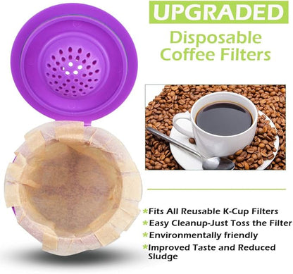 CAPMESSO Disposable Coffee Paper Filters Replacement Kerig Filter Compatible with Reusable Single Serve Pods Keurig Coffee Maker-300 Count (Natural)