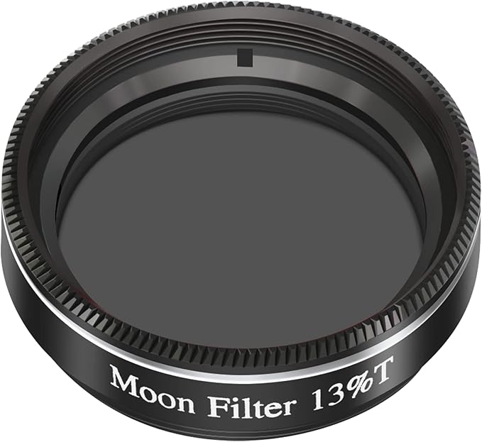 1.25" Moon Filter for Telescope – ND96 Neutral Density, 13% Transmission, Reduces Lunar Glare