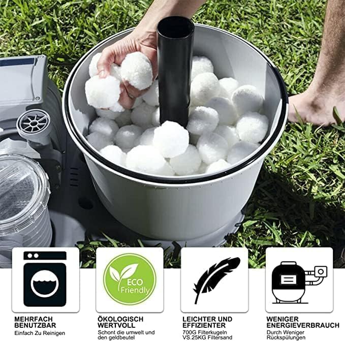 3 lbs Pool Filter Balls Eco-Friendly Fiber Filter Media for Swimming Pool Sand Filters (Equals 50kg/100lbs Pool Filter Sand) (3, Pounds)