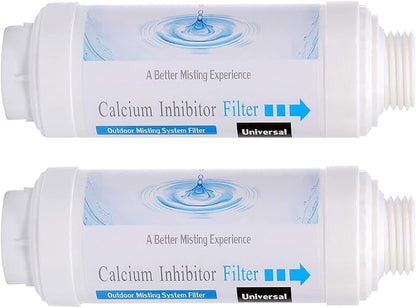 Misting System Calcium Inhibitor Filter for Patio Misters NSF certification Inline Water Soften Filter Effectively Reduce Hardness Spots, Soften Water, Upgraded Formula (PACK OF 2)