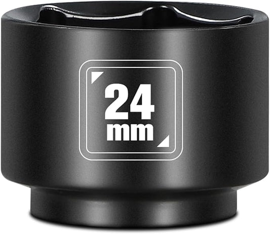BLACKROBOT 24mm Low Profile Oil Filter Socket, 3/8" Drive 6-Point Oil Filter Cap Remover and Installer Tool, Chrome Vanadium Steel