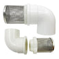 DN15 inch stainless steel filter cover connected to 90 degree elbow 1/2" PVC DN15 water pipe, suction hose strainer used to remove debris and reduce solid entry（1pcs）