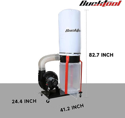 Bucktool 1.5HP Portable Dust Collector, 1100 CFM Workshop Dust Extraction Machine with Mobile Stand