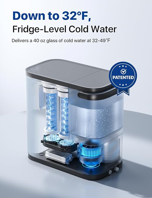 NOVETE Smart Reverse Osmosis Water Filter Countertop, UV 8-Stage RO Water Filtration System with APP Control, Cold Water Down to 32℉, NSF/ANSI 42/58 Certified, 4:1 Pure to Drain, No Plumbing, CRF1A-Qi