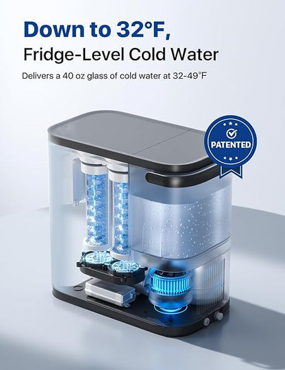 NOVETE Smart Reverse Osmosis Water Filter Countertop, UV 8-Stage RO Water Filtration System with APP Control, Cold Water Down to 32℉, NSF/ANSI 42/58 Certified, 4:1 Pure to Drain, No Plumbing, CRF1A-Qi