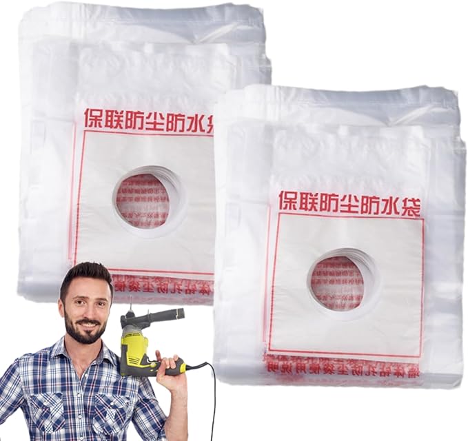 Electric Hammer Dust Bag – Drill Dust Sealr, Hole Saw Catcher | 100PCS Fine Particlle Trap for AC Installation, Wall Cut Dust Barrier Pouch, Compact Vacuum Collector Kit for Plasterboard Drilling Jobs