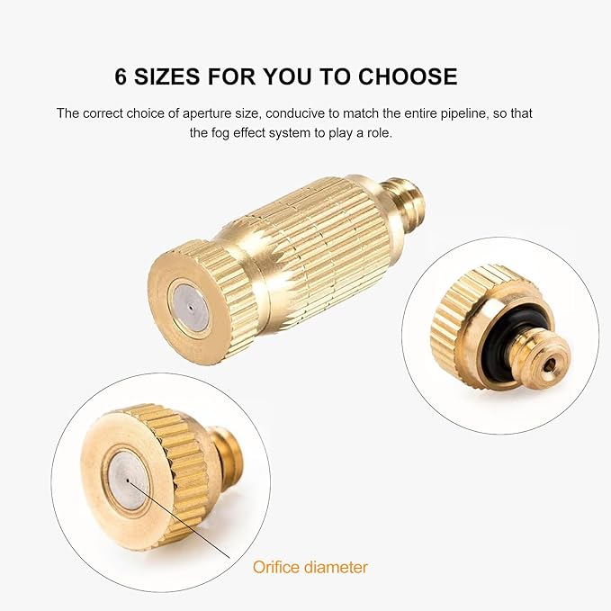 20pcs High Pressure Atomizer Nozzle Brass Misting Nozzles for Outdoor Cooling System, Landscaping, Greenhouse Irrigation, Air Humidification, Anti-Drip Fogging Spray Head(0.008"/0.2mm)
