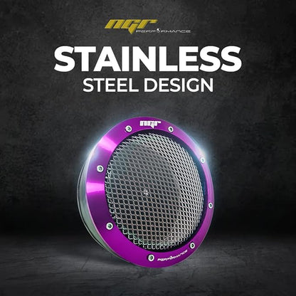 NGR Turbo Filter (Drag Edition) fits 3 inch and 2.5 inch w/included Sleeve | Universal Turbo Cold Air Intake Filter - For Enhanced Car Performance - Purple