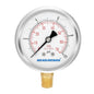 MEASUREMAN 2-1/2" dial,Glycerin Filled, Stainless Steel case, Brass Inside, 0-10psi/kpa,1/4" NPT Lower Mount