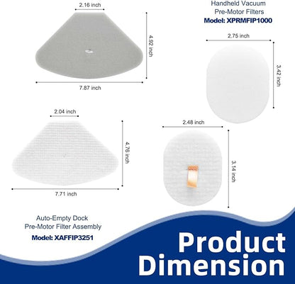 IP3251 Filters Replacement for Shark IP3251C,IP3252,IP3124,IP3225, IP3253, IP3150 Cordless PowerDetect Vacuum, 3 Pack Handheld Vacuum Pre-Motor Filters + 3 Pack Auto-Empty Dock Pre-Motor Filter