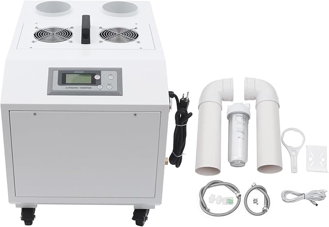 Ultrasonic Industrial Humidifier, 1200W 110V 15kg/h Agricultural Air Humidifier Sprayer Automatic Mist Cooling Machine Cool Mist Humidifiers w/Water Filter for Greenhouses Supermarkets Warehouses