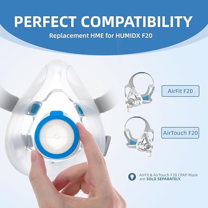 Replacement HME for HumidX F20 with Airmini Filters,FSA & HSA Eligible,6 Pack Replacement Cartridges & 20 Pack Filters Compatible with Airmini CPAP & AirFit,AirTouch F20 Full Face Mask,CPAP Supplies