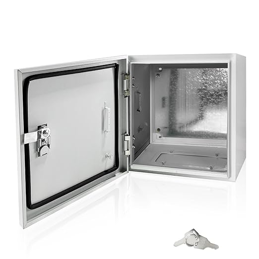 Electrical Box 12 x 12 x 6 Inch Indoor Outdoor Electrical Enclosure Box Steel Junction Box Wall Mounted Universal Electrical Project Box with Safety Locks and Mounting Plates