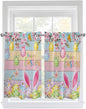 Colorful Easter Kitchen Curtains 45 Inches length, Spring Watercolor Bunny Egg Flower Wood Grain Window Treatment Curtain Drapes, Lightweight Window Panels for Living Room Bedroom, 52"x45", 2 Panels
